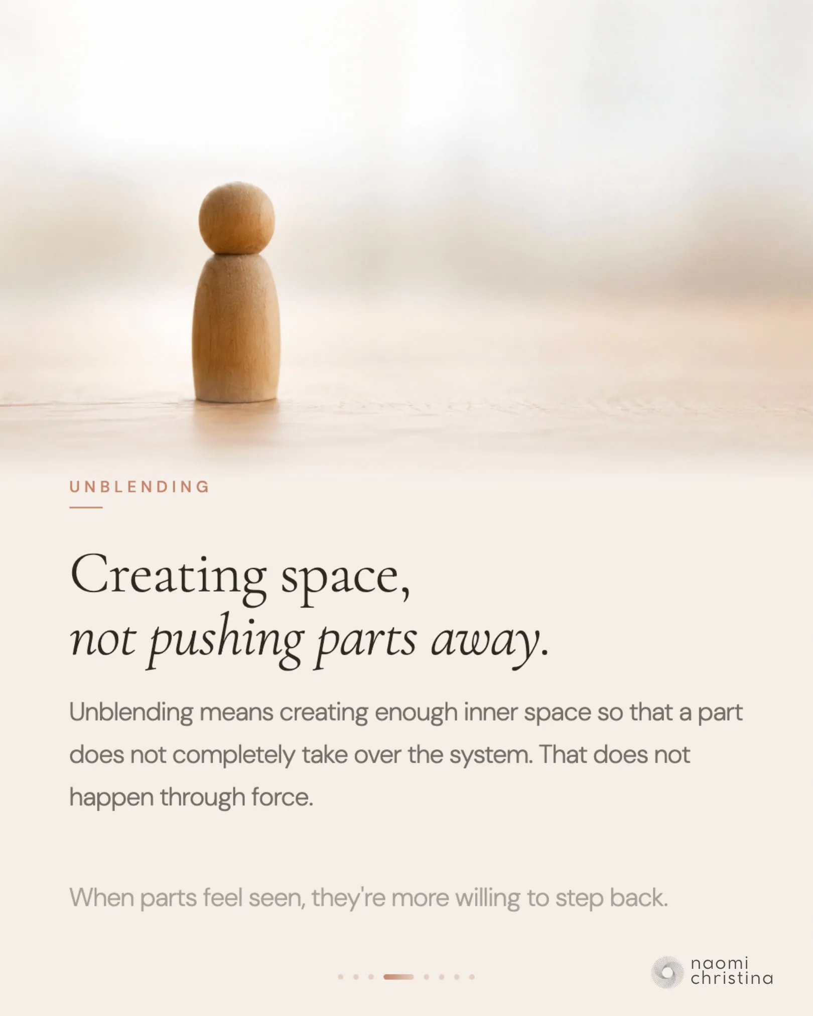 Slide on IFS unblending — creating inner space without force, so protectors soften when they feel heard and respected